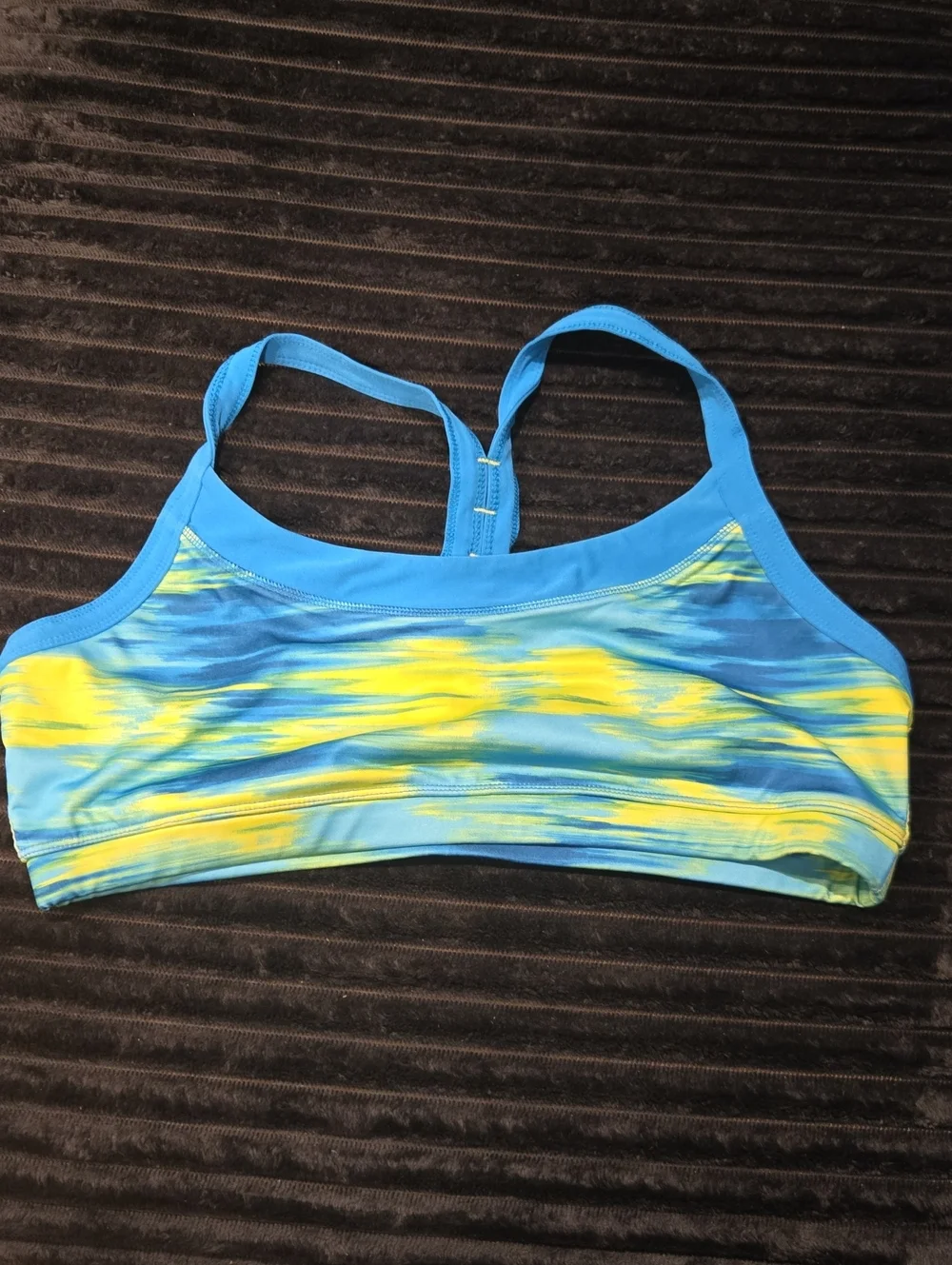 Avia Blue and Yellow Tie-Dye Racerback Swim Top & Shorts